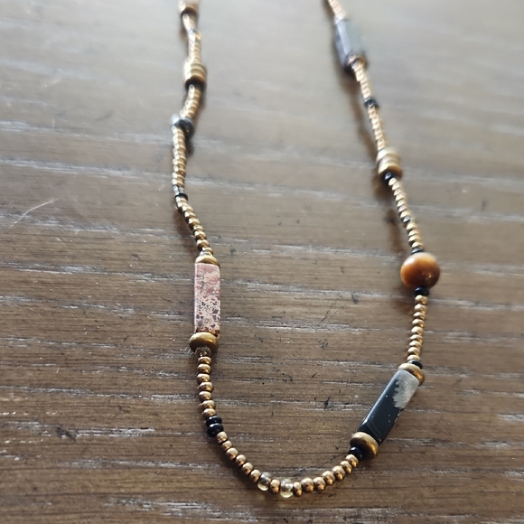 Source Unknown Jewelry - Gold Tone and Black Beaded Necklace